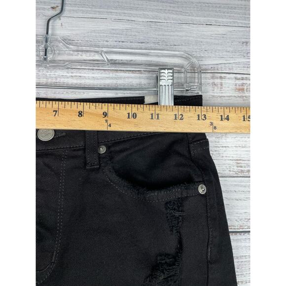 Lovers + Friends Denim Nathan High Rise Long Cut Off Shorts Black 25 Modest 8” - Picture 5 of 10